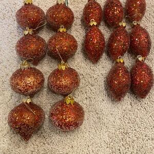 Glittering Red Holiday Ornaments Set of 16